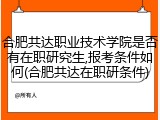 合肥共达职业技术学院是否有在职研究生,报考条件如何(合肥共达在职研条件)