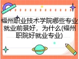福州职业技术学院哪些专业就业前景好，为什么(福州职院好就业专业)