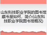 山东科技职业学院的图书馆藏书量如何，简介(山东科技职业学院图书馆概况)