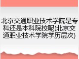 北京交通职业技术学院是专科还是本科院校呢(北京交通职业技术学院学历层次)