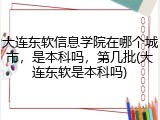 大连东软信息学院在哪个城市，是本科吗，第几批(大连东软是本科吗)
