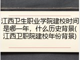 江西卫生职业学院建校时间是哪一年，什么历史背景(江西卫职院建校年份背景)