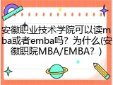 安徽职业技术学院可以读mba或者emba吗？为什么(安徽职院MBA/EMBA？)