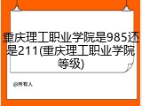 重庆理工职业学院是985还是211(重庆理工职业学院等级)