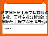 哈尔滨信息工程学院有哪些专业，王牌专业分析(哈尔滨信息工程学院王牌专业)