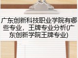 广东创新科技职业学院有哪些专业，王牌专业分析(广东创新学院王牌专业)