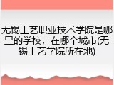 无锡工艺职业技术学院是哪里的学校，在哪个城市(无锡工艺学院所在地)