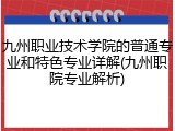 九州职业技术学院的普通专业和特色专业详解(九州职院专业解析)
