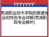 芜湖职业技术学院的普通专业和特色专业详解(芜湖职院专业解析)