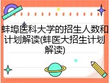蚌埠医科大学的招生人数和计划解读(蚌医大招生计划解读)
