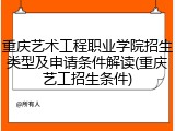 重庆艺术工程职业学院招生类型及申请条件解读(重庆艺工招生条件)