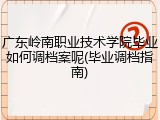 广东岭南职业技术学院毕业如何调档案呢(毕业调档指南)
