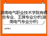 湖南电气职业技术学院有哪些专业，王牌专业分析(湖南电气专业分析)