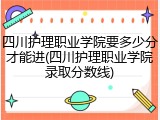 四川护理职业学院要多少分才能进(四川护理职业学院录取分数线)