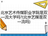 北京艺术传媒职业学院是双一流大学吗?(北京艺媒是双一流吗)