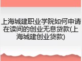 上海城建职业学院如何申请在读间的创业无息贷款(上海城建创业贷款)