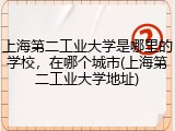 上海第二工业大学是哪里的学校，在哪个城市(上海第二工业大学地址)
