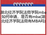 湖北经济学院法商学院mba如何申请，是否有mba(湖北经济学院法商有MBA吗)