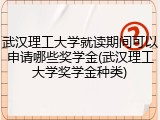武汉理工大学就读期间可以申请哪些奖学金(武汉理工大学奖学金种类)