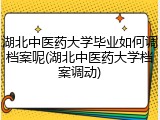 湖北中医药大学毕业如何调档案呢(湖北中医药大学档案调动)
