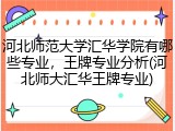 河北师范大学汇华学院有哪些专业，王牌专业分析(河北师大汇华王牌专业)