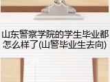 山东警察学院的学生毕业都怎么样了(山警毕业生去向)