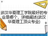 武汉华夏理工学院最好的专业是哪个，详细阐述(武汉华夏理工顶尖专业)