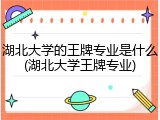 湖北大学的王牌专业是什么(湖北大学王牌专业)