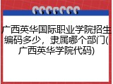 广西英华国际职业学院招生编码多少，隶属哪个部门(广西英华学院代码)