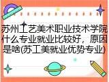 苏州工艺美术职业技术学院什么专业就业比较好，原因是啥(苏工美就业优势专业)