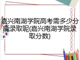 嘉兴南湖学院高考需多少分能录取呢(嘉兴南湖学院录取分数)