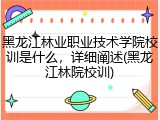 黑龙江林业职业技术学院校训是什么，详细阐述(黑龙江林院校训)