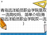 青岛远洋船员职业学院是双一流高校吗，简单介绍(青岛远洋船员职业学院双一流)