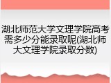湖北师范大学文理学院高考需多少分能录取呢(湖北师大文理学院录取分数)