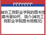 潍坊工商职业学院的图书馆藏书量如何，简介(潍坊工商职业学院图书馆概况)
