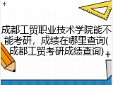 成都工贸职业技术学院能不能考研，成绩在哪里查询(成都工贸考研成绩查询)