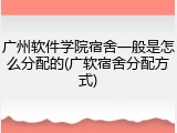 广州软件学院宿舍一般是怎么分配的(广软宿舍分配方式)