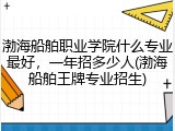 渤海船舶职业学院什么专业最好，一年招多少人(渤海船舶王牌专业招生)