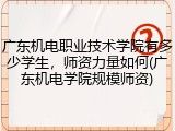 广东机电职业技术学院有多少学生，师资力量如何(广东机电学院规模师资)