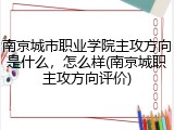 南京城市职业学院主攻方向是什么，怎么样(南京城职主攻方向评价)