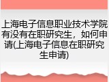 上海电子信息职业技术学院有没有在职研究生，如何申请(上海电子信息在职研究生申请)