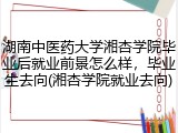 湖南中医药大学湘杏学院毕业后就业前景怎么样，毕业生去向(湘杏学院就业去向)