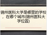 锦州医科大学是哪里的学校，在哪个城市(锦州医科大学位置)