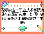 青海柴达木职业技术学院有没有在职研究生，如何申请(青海柴达木职院研究生申请)