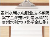 贵州水利水电职业技术学院奖学金评定细则是怎样的(贵州水利水电奖学金细则)