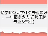 辽宁师范大学什么专业最好，一年招多少人(辽师王牌专业及招生)