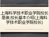 上海科学技术职业学院校长是谁,校长基本介绍(上海科学技术职业学院校长)