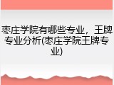 枣庄学院有哪些专业，王牌专业分析(枣庄学院王牌专业)