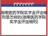 湖南医药学院奖学金评定细则是怎样的(湖南医药学院奖学金评定细则)
