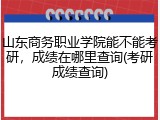 山东商务职业学院能不能考研，成绩在哪里查询(考研成绩查询)